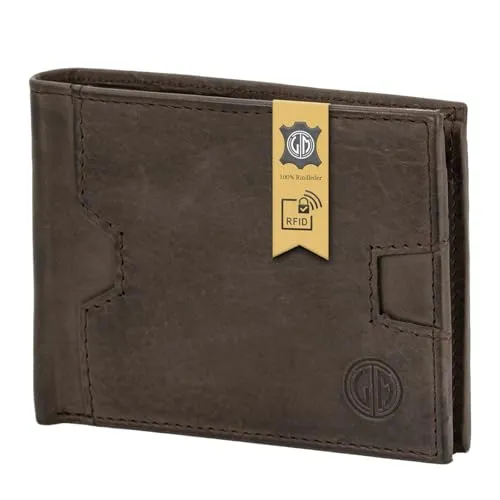 LINDENMANN Geldbörse Herren/Portemonnaie Herren Leder Geldbeutel braun