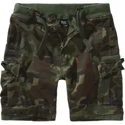 Brandit Packham Vintage Shorts XL - Woodland - Herren-Shorts aus robustem Baumwollmaterial, ideal für Freizeitaktivitäten. Der elastische Bund mit Tunnelzug sorgt für perfekten Sitz und Komfort.