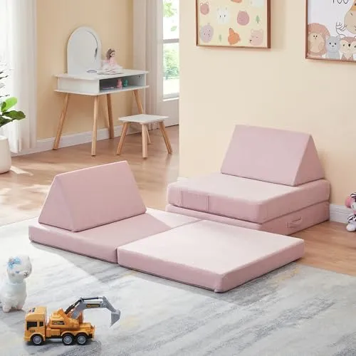 [en.casa] Spielsofa Norhulta für Kinder – Modulares Kindersofa mit Schlaffunktion - Sofas fürs Kinderzimmer mit 5 individuell kombinierbaren Elementen für kreative Spielideen und Schlafmöglichkeiten – ideal für jedes Kinderzimmer.