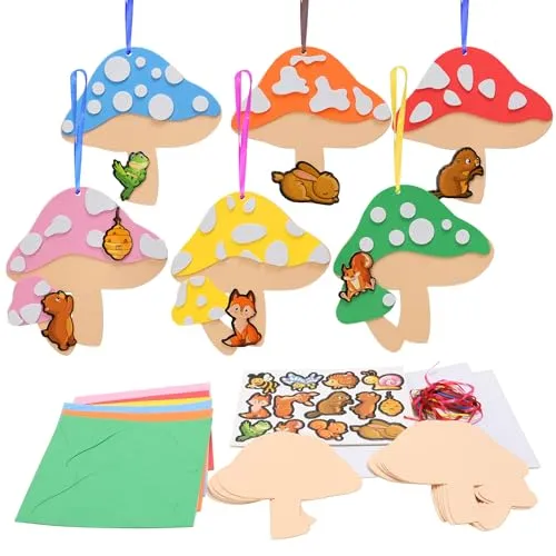 LAMEK 12 Sets Pilz Bastelsets für Kinder Pilze Kreativsets zum Basteln Kreative Kunsthandwerk DIY Bastelhandwerk Bastelkoffer Geschenke für Jungen Mädchen Herbst Herbstkränz