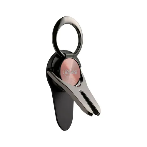 InLine Smartphone 3-in-1 KFZ-Halter, Ständer, Finger Halterung, selbstklebender Handygriff, Smartphonehalter, Selfie Handyhalter, rosegold
