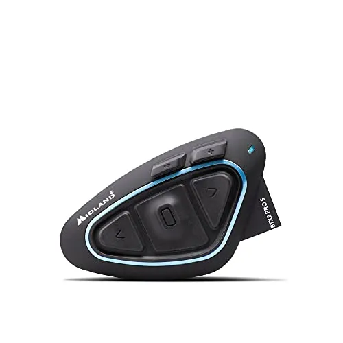 Midland BTX2 Pro S Single C1414.04, Bluetooth-Kommunikationssystem für Motorradfahrer, IPX6 Wasserdichtes Helm-Headset, Geräuschunterdrückung, bis 8 Personen, 23h Akku, 1,6 km, Integriertes UKW Radio