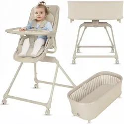 Lionelo Maddie 3-in-1 Hochstuhl, Wippe & Babybett