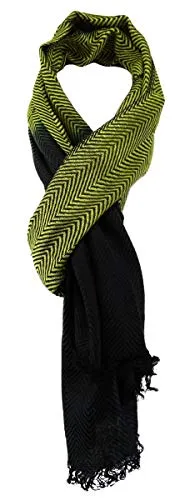 TigerTie Designer Schal in grasgrün schwarz gemustert - Schalgröße 180 x 50 cm