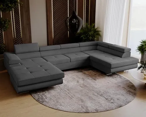 Emporius Ecksofa Sorlo U - Komfortables Schlafsofa mit Bettkasten - Sofas & Couches: Stylisches Ecksofa mit Schlaffunktion, verstellbaren Kopfstützen und praktischem Bettkasten für zusätzlichen Stauraum.
