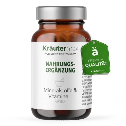 NEU! Vitamine und Mineralstoffe Kapseln | Multimineral und Multivitamin Tabletten mit Spurenelemente | nach Kräutermax Originalrezeptur | 1 x 60 Stück