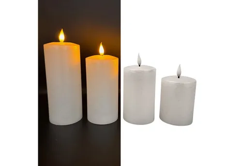 Online-Fuchs LED-Kerze - 4 metallic LED-Kerzen mit Touch-Funktion und 6-Stunden Timer, Set (Silberblau, Champagner, Rot, Weiß & Berry, realistische Kerzenflamme), aus Echtwachs gefertigt - 546