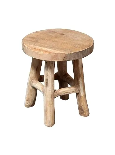 Spetebo Teak Blumenhocker 17 x 15 cm rund in beige von Spetebo