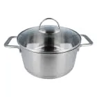 Bratentopf Ø24 cm EUROHOME® - Hochwertiger Edelstahl-Kochtopf für alle Herdarten, inklusive praktischer Messskala und Glasdeckel, ideal für vielseitiges Kochen und einfache Reinigung.