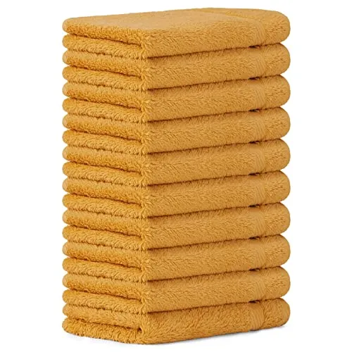 Luckytowel 10er Set Gästehandtücher 30x50 cm in gold von Luckytowel