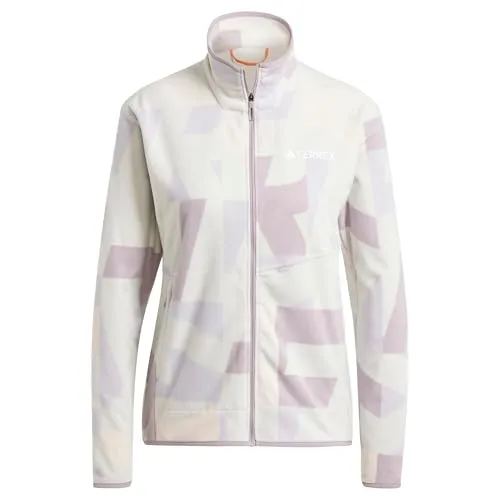 adidas Damen Terrex Multi Printed Full Zip Fleece Jacket, Grey One/Preloved Fig, XS
