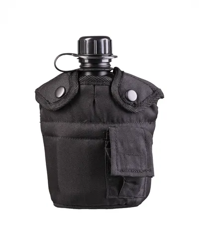 Mil-Tec US Feldflasche US schwarz 1l mit ALU Schale