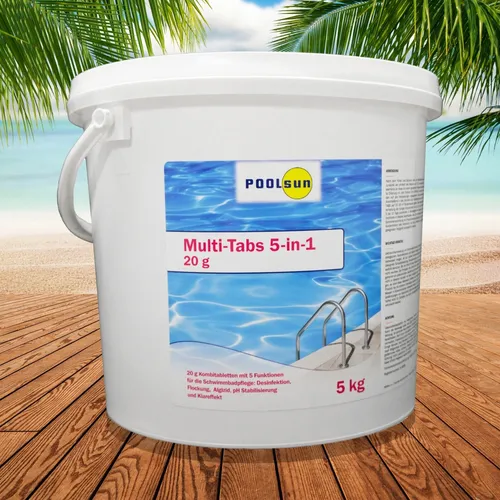 PoolSun Multitabs 5 in 1 Chlor 20g Multifunktionstabletten 5kg Pflege Schwimmbad
