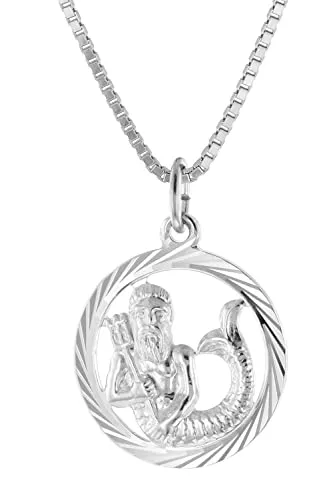 trendor Kette mit Anhänger Wassermann Silber 925 - Elegante Halskette mit Anhänger im Wassermann-Design aus rhodiniertem Sterlingsilber 925. Die diamant-geschnittene Kante sorgt für einen strahlenden Glanz. Perfekt für jeden Anlass, in verschiedenen Längen tragbar.