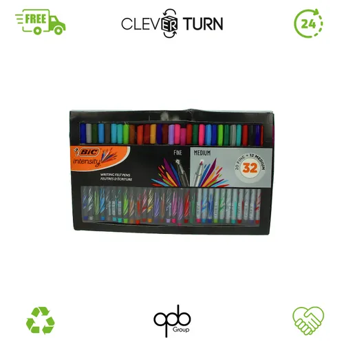 BIC Fineliner Set - Fineliner Set mit 32 Stiften in 2 Spitzenbreiten, ideal zum Schreiben, Zeichnen und Malen. Hochwertige Tinte für saubere Ergebnisse ohne Verschmieren – perfekt für kreative Projekte!