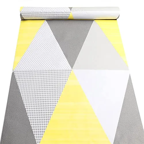 Visario Tapeten Folie 3000-S selbstklebend 10m x 45cm Farbe gelb grau Dreiecke Dekorfolie Möbelfolie Tapete 3074