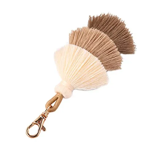jiheousty Handgefertigte Damen-Tasche, bunt, Boho, Pom Pom Quaste, Schlüsselanhänger, Modeschmuck