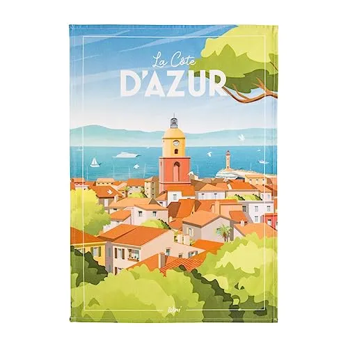 Coucke Geschirrtuch aus Baumwolle, Bedruckt, Wim Côte d'Azur, 50 x 75 cm