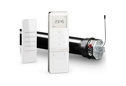 Nobily Rollladenmotor Profi-Set PR4 inkl. Funk-Timer Exquisit Handsender - Rolllädenmotoren mit 36 kg Zugkraft, einfache Installation dank Funktechnologie und mehr Komfort im Alltag durch automatisierte Steuerung.
