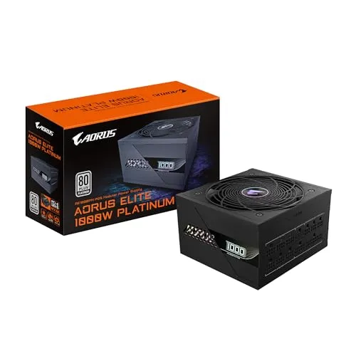 GIGABYTE AORUS Elite P1000W Ice Netzteil - 1000 Watt, 80 Plus Platinum, vollmodular und leiser 120mm Lüfter für maximale Effizienz und Leistung