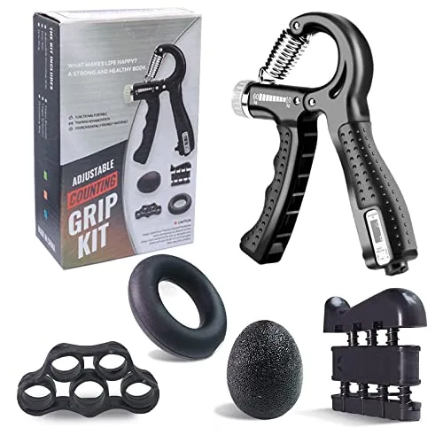 Newaner Handtrainer Fingertrainer Unterarmtrainer 5er Set, Zählbar Griffkraft Trainer mit Einstellbarer Griffstärke, Hand Trainingsgerät, Finger Trainingsgerät, Fingerstretcher, Handtrainer Ring, Ball