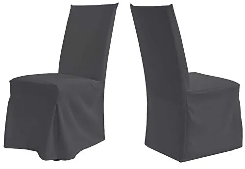 TexDeko Universal Stuhlhusse - Modell Paris - Anthrazit waschbar, Blickdicht, strapazierfähig Stuhlbezug Premium Qualität