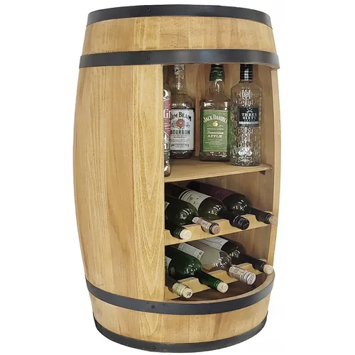 Holzfass-Bar mit Weinregalen 80x50cm Kommode Hausbar für Schnapsflaschen