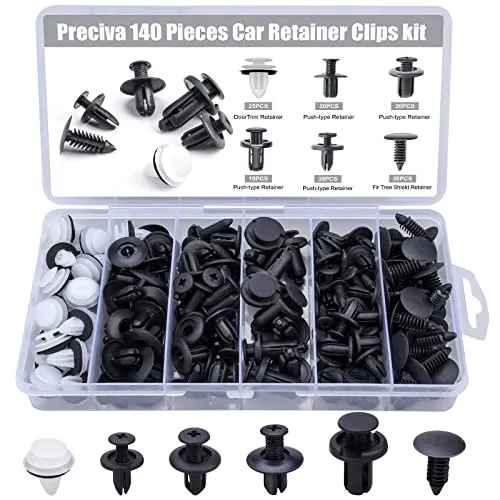 Auto Befestigung Clips Set - 140 Stück - Kleinteile für Innenausstattung: 6 Arten von robusten Nylon-Kunststoff Clips für Türverkleidungen, Stoßfänger und mehr, ideal für Profis und Hobbyisten.
