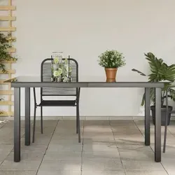 vidaXL Gartentisch 42788, Aluminium und Glas, schwarz - Esstisch mit modernem Design, witterungsbeständig und leicht zu reinigen. Ideal für Garten und Terrasse mit stabiler Glasplatte und pulverbeschichtetem Aluminiumrahmen.