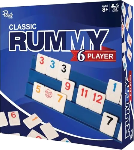 Point Games Rummy Cube Edition Set für 6 Spieler – klassisches Familienspiel, ab 8 Jahren mit mehr Spielsteinen, sechs Racks – ideal für Kinder, Erwachsene & Familienspielabend