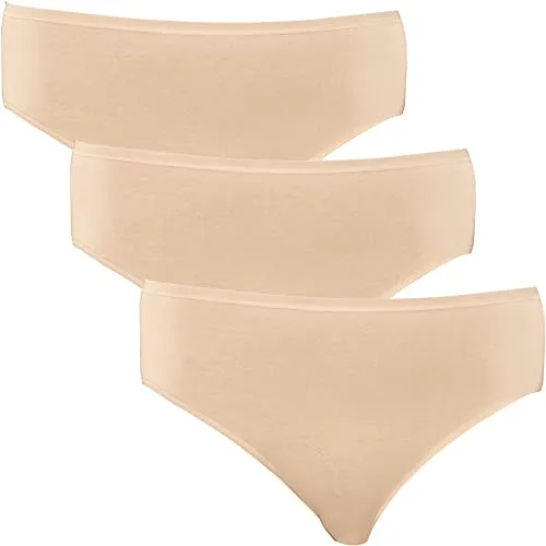 Schiesser Damen Slip, 3er Pack, Gr. 38, Beige (Nude 410)