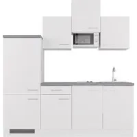 Flex Well Küchenzeile Varo 210 cm - Komplett mit Geräten in Weiß matt - Küchenzeilen mit durchdachten Stauraumlösungen und integrierten Elektrogeräten für effizientes Kochen. Ideal für kleine Küchen!