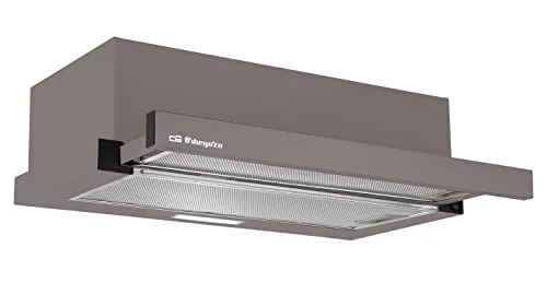 Orbegozo TL 07160 MA Teleskop-Dunstabzugshaube 60 cm, Förderleistung 308,2 m³/h, 3 Leistungsstufen, 2 abnehmbare Aluminium-Filter, LED-Beleuchtung