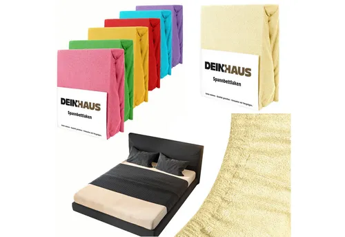 DH DEIN . HAUS Spannbettlaken Frottee SOFT, Baumwolle, Gummizug: rundum, (1 Stück), weich saugfähig atmungsaktiv Rundumgummi formstabil bis 20 cm