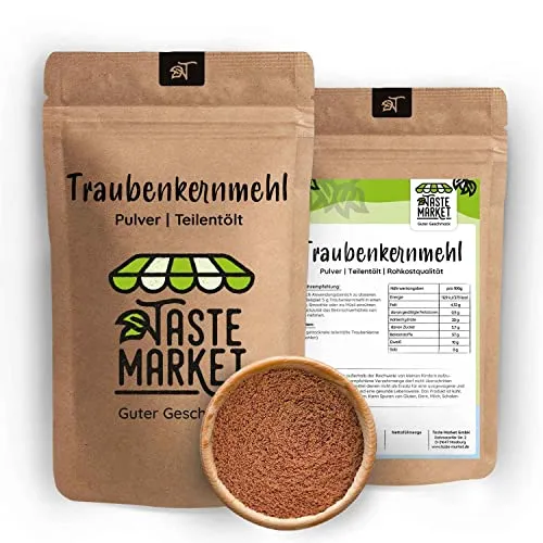 Traubenkernmehl | Traubenkern Pulver | fein gemahlen | teilentölt | Rohkost | glutenfrei 200 g