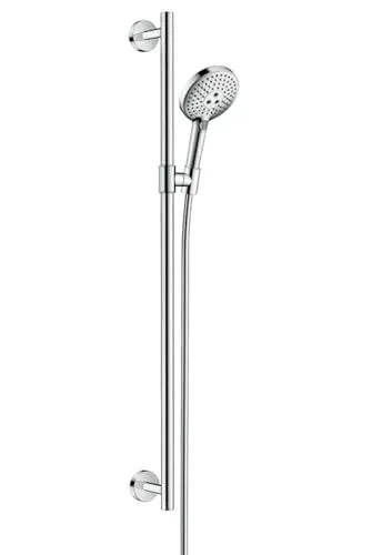 Hansgrohe Raindance Select S Brauseset 120 3jet - Weiß / Chrom - Brausen Set mit 3 Strahlarten für individuelles Duscherlebnis, inkl. 900 mm Brausestange, ideal für modernes Badezimmer.