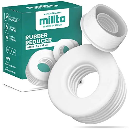 Millto™ Gummi Reduzierstück Rohreinsatz Push Fit Abflussrohr Abflussrohr Gummimanschette Dichtungsadapter 3 bar Anschluss Ø 56 x 32 mm Weiß