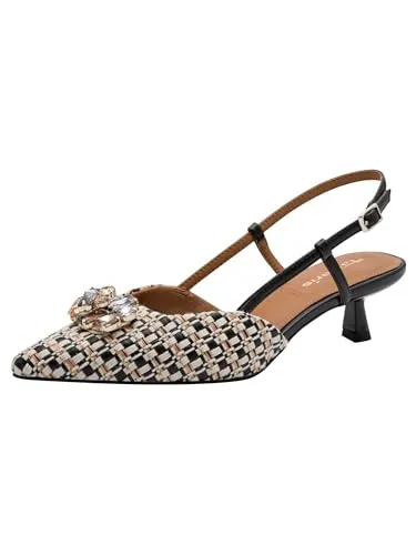 Tamaris Damen Sling Pump schwarz mit Stilettoabsatz 37 EU in schwarz von Tamaris