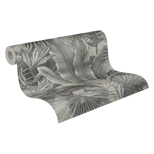 living walls Vliestapete Stories of Life Vliestapete Grau Dschungel Blätter Tapete, leicht strukturiert, botanisch, floral, tropisch, (1 St), Modern Floral Botanisch für Wohnzimmer Flur Tapeten Wohnzimmer modern