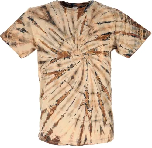 GURU SHOP Batik T-Shirt, Herren Kurzarm Shirt - Braun, Baumwolle, Size:3XL