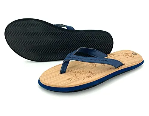 heimtexland ® Flip Flops Vegan Damen Badelatschen Boho Sommer Zehentreter Sandalen Bambus Optik Typ782 Blau 40