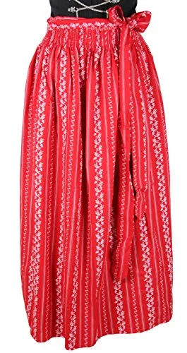 Stockerpoint Damen SC-195 Maxi Dirndlschürze, rot, 34-38 - Traditionelle Maxi Dirndlschürze in Rot, ideal für unsere Dirndlmodelle. Hergestellt aus pflegeleichter Baumwolle mit stilvollen Streifenmustern. Perfekt für festliche Anlässe bei modernem und klassischem Look.