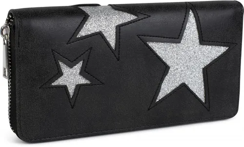 styleBREAKER Geldbörse mit glitzerndem Stern Cutout Muster und Ziernaht, Reißverschluss, Portemonnaie, Damen 02040058