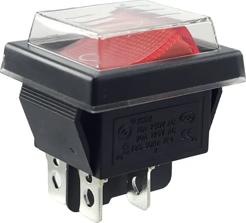 Wippenschalter mit Wasserdichte Abdeckung Geräteschalter, 2 polig (4pin) 16A 250