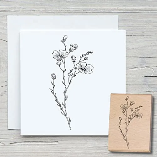 NEWSTAMPS Stempel Wiesenblume Motivstempel groß aus Holz & Gummi zum Karten basteln, Holzstempel, Blumen, Pflanzen, Floral, Wiese, Gräser, Scrapbook, Textilstempel, Deko, Kinder