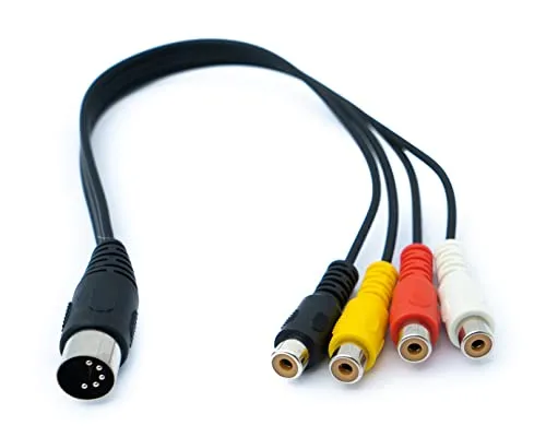 System-S Cinch 4 RCA Kabel 30 cm Buchse zu DIN 5 polig Stecker Stereo Adapter Schwarz