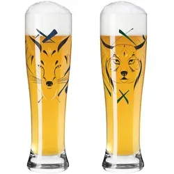 RITZENHOFF Weizenbierglas Set BRAUCHZEIT #23/#24 - 2 Stück - Gläser & Glaswaren, stilvolles Set aus 2 mehrfarbigen Biergläsern mit 646 ml Kapazität, ideal für Bierliebhaber und perfekt zum Verschenken in einer eleganten Präsentschachtel.
