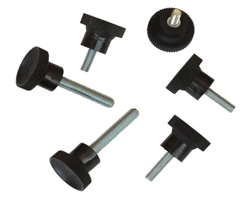 Walter Bethke GmbH & Co. KG Anhänger 5 x Rändelschrauben mit Schaft - M4 - 10mm - Gewindebolzen umspritzt