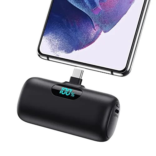 Feob Power Bank USB C 5000mAh, 15W PD 3.0A Schnelles Aufladen Powerbank Schlank LCD Display Extrener Akku Pack Kompatibel mit iPhone 15/15Pro/15 Plus Samsung S23,S22/Note/Huawei/LG,USB-C-Telefone usw