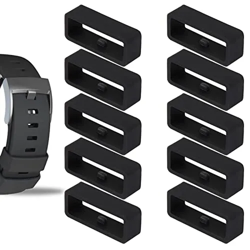 Garmin Uhrenarmband Schlaufe aus Silikon - Ersatz Band Loops, Halter Keeper, Verschlussring aus Gummi in Schwarz